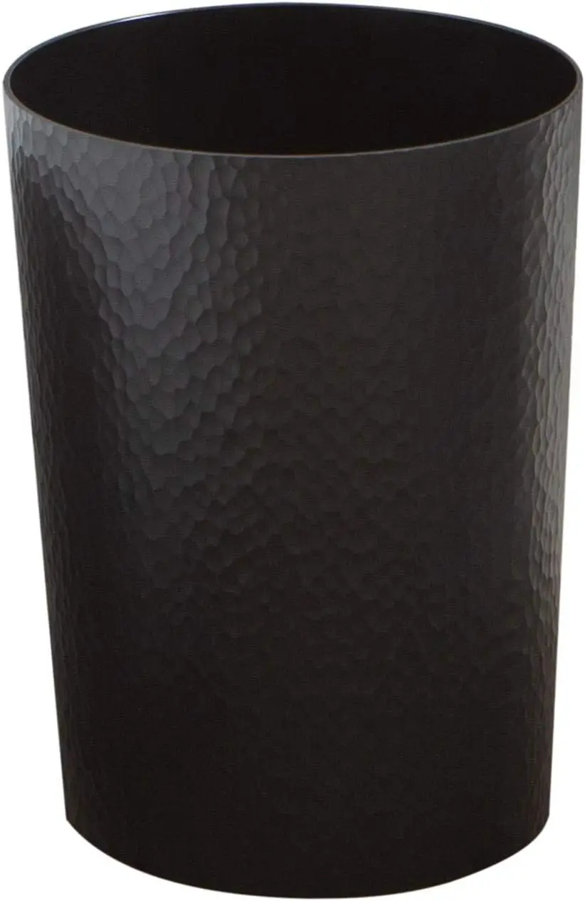 

Hammered Texture 10L Trash Can for Bathroom, Kitchen, Office & Bedroom - Compact Round Design in Black