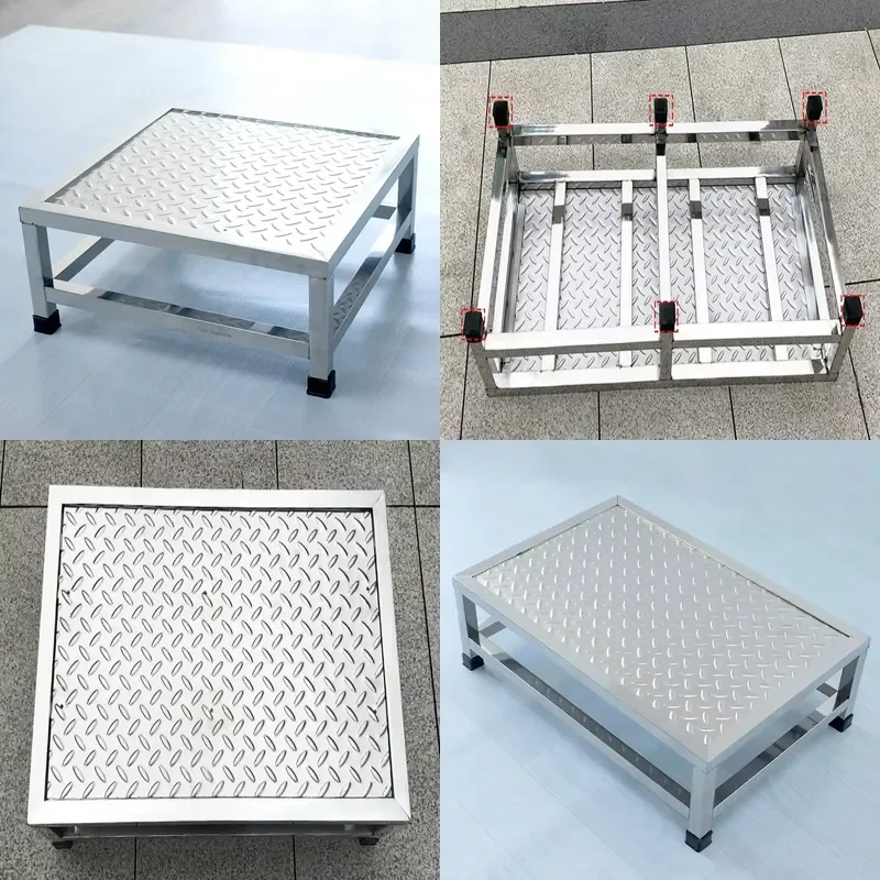 Heavy Duty Stainless Steel Step Stool 500kg Load Non Slip Platform Welded Integrated Thick Tube Work Stand for Shop Hospital