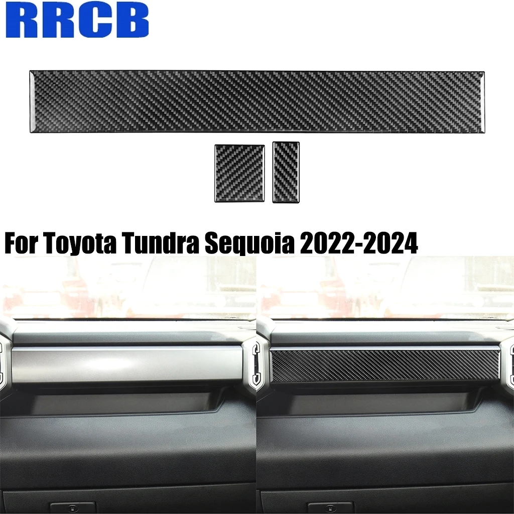 

For Toyota Tundra Sequoia 2022-2024 Carbon Fiber Co-pilot Dashboard Panel Decorative Interior Cover Sticker Trim Car Accessories