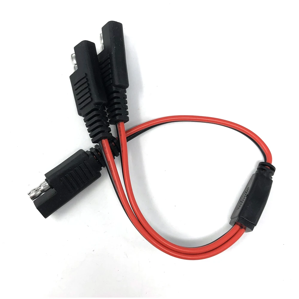 DIY 1 to 2 SAE Power Extension Cable Adapter Connector 2 Pin Quick Connect Disconnect Plug SAE Power Extension Cable 18AWG 300mm