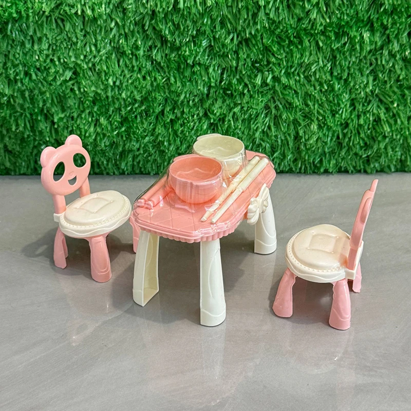 1 Set Küchenzubehör Puppenhaus Miniatur Esstisch Stuhl Modell Schüssel und Essstäbchen Kit Mini Möbel Modell Dekor Spielzeug