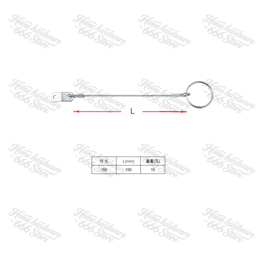 Stainless Steel Lanyard Cable, Safety Tether Wire, Loss Prevention, 1 Loop, Quick Release Ring, Rubber Coating, 316