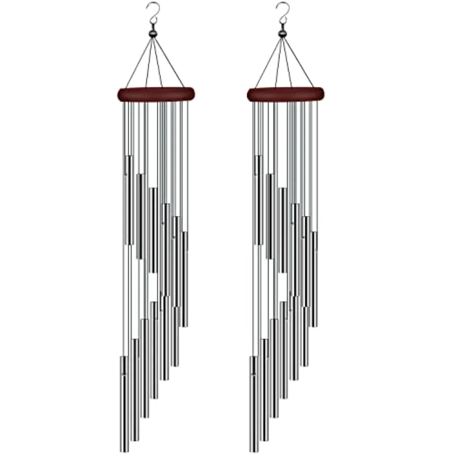 

2 Pack Wind Chimes for Outside Sympathy Wind Chimes Outdoor Clearance with 12 Aluminum Alloy Tubes and Hook Memorial Wind Chime
