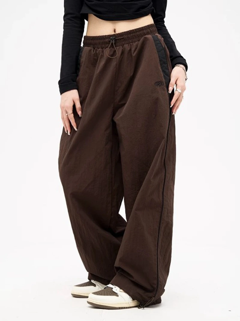 Y2k Women Wide Leg Cargo Pants Casual Streetwear Loose Drawstring Trousers Drawstring Sweatpants Female Vintage Baggy Joggers