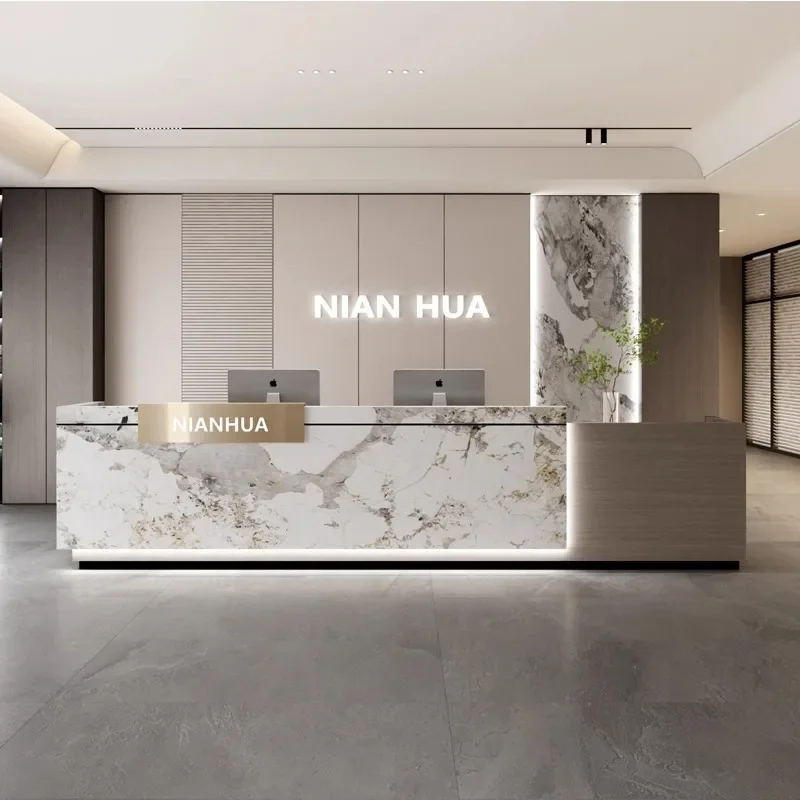 

Современные L-образные длинные стойки регистрации Касса Стойка регистрации Салон красоты Клиника Mostrador De Tienda Мебель