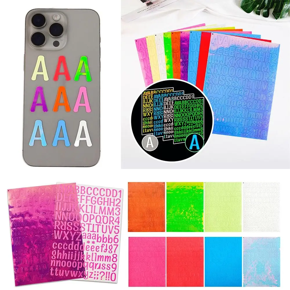 

Funny Colorful Laser Letter Stickers Waterproof Digital Vinyl Decals English Letters DIY Decoration Number Stickers Cup