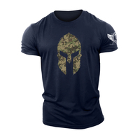 Men Printing Spartan Helmet Woodland Camo Spartan Forged Gym T-Shirt Cotton Men's Short Sleeves Tough Guy T-Shirt