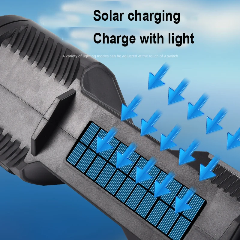 P70 lampu senter LED Multifungsi, lampu pencari cahaya kuat luar ruangan senter LED jarak jauh mengisi daya lampu genggam