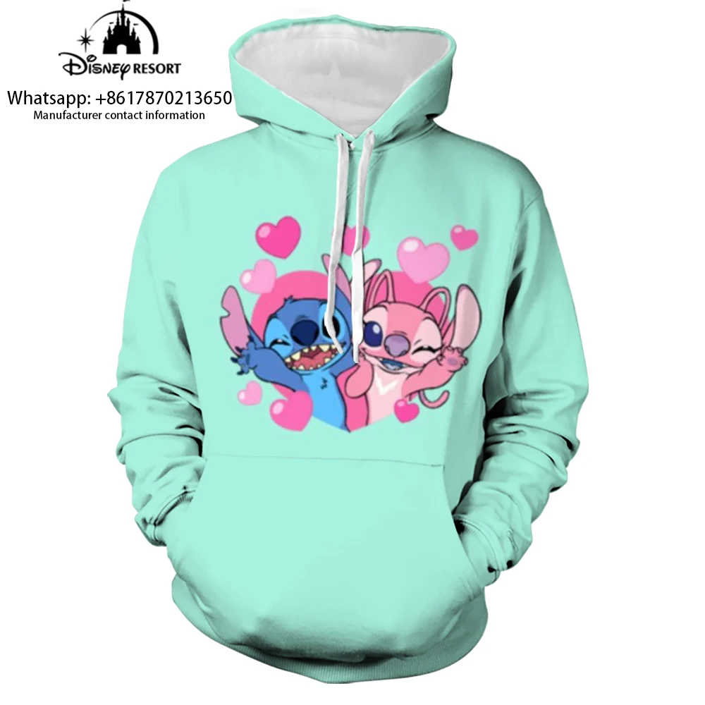 Stitch Anime Fashion Men Spring 2024 New 3D Printed Kids Hoodies Women's Tops Street Style Casual Hoodies y2k