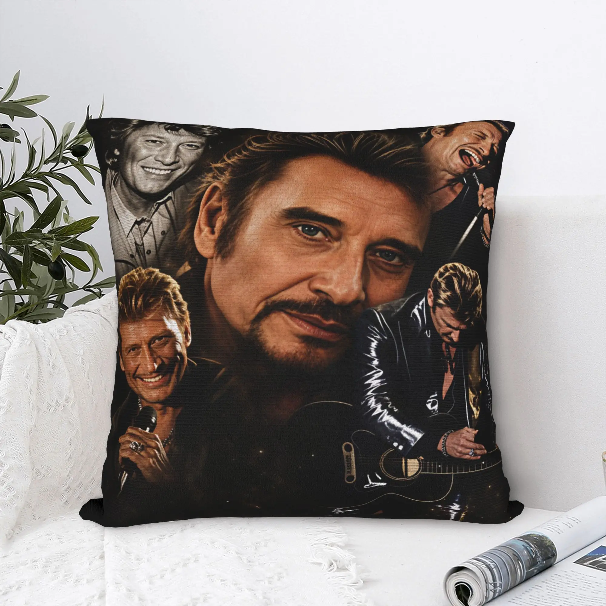 3D Printing Johnny Hallyday Rock Star Pillow Case  Cute Funny Pillow Cover Graphic Pillowcases For Sofa Couch Bed Living Room