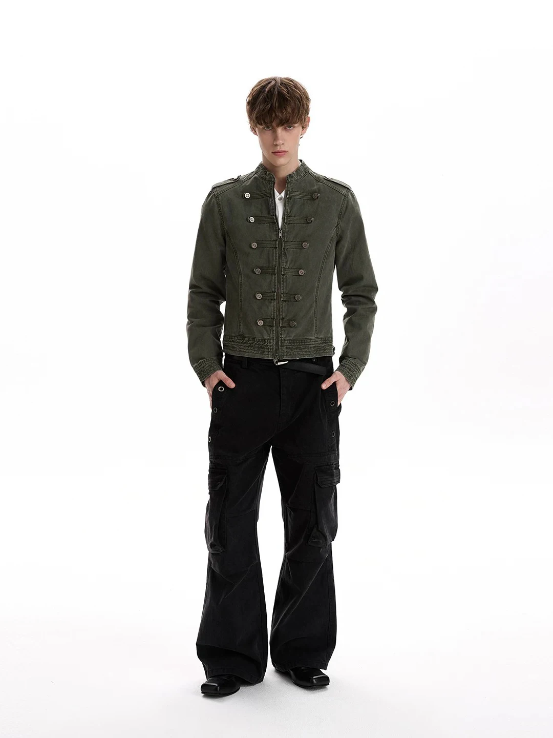 Modern Retro French Napoleon Court Style Men's Slim Fit Cotton Polyester Jacket with Buttons Short Length Autumn Outerwear