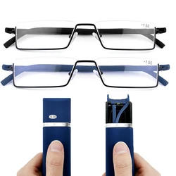 Gafas de lectura TR90 para hombre y mujer, lentes flexibles y portátiles de medio marco con bloqueo de luz azul, ultraligeras para presbicia