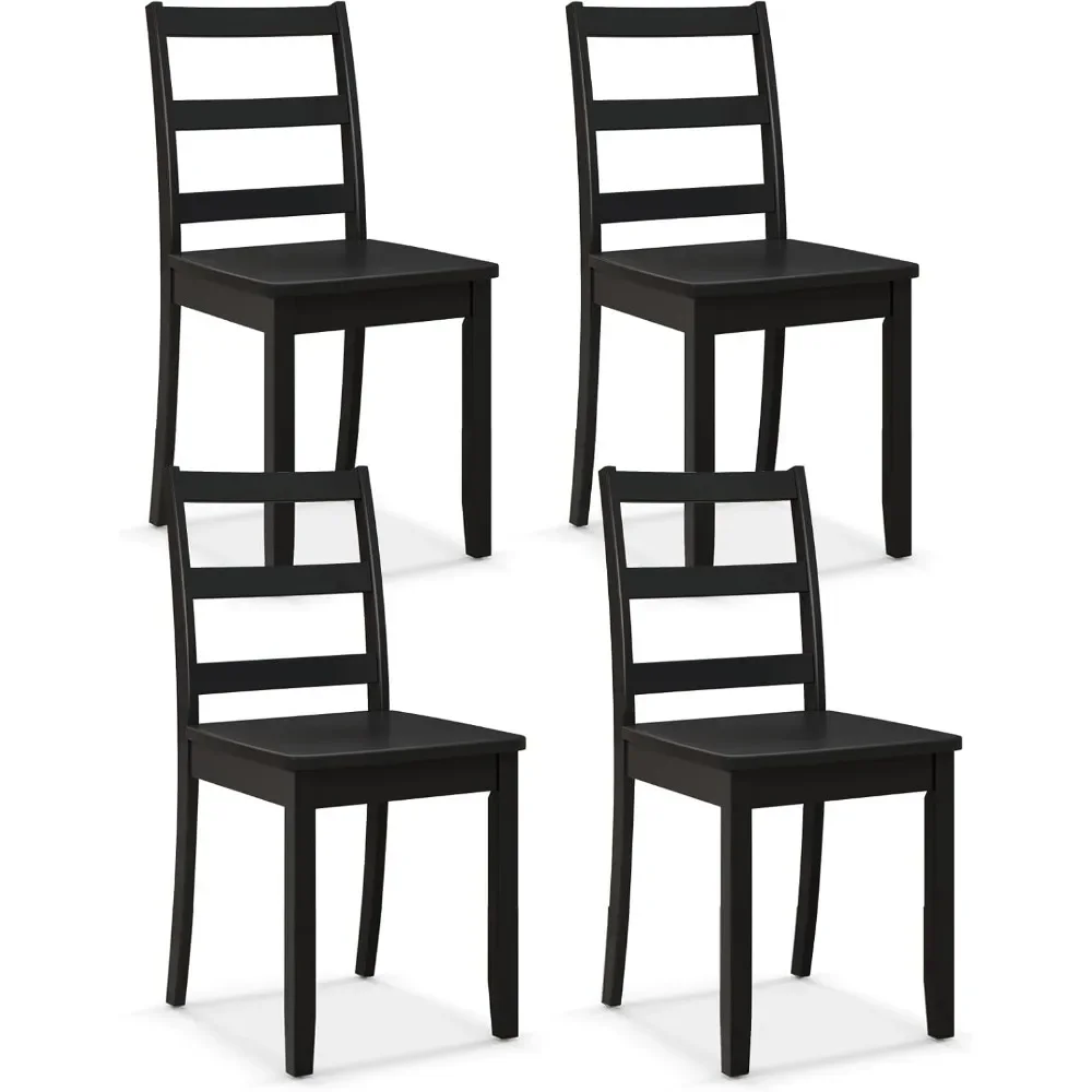 Dining Chairs Set of 4 , Wooden Armless Kitchen Chairs with Solid Rubber Wood Legs, High Ladder Back Wooden Dining Room Chairs