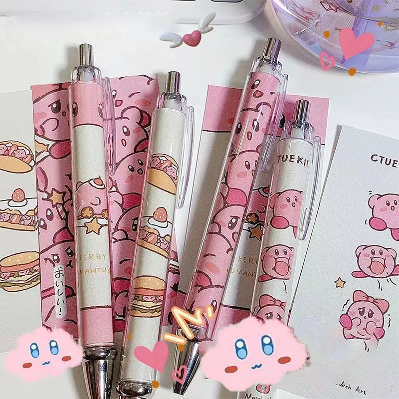 Anime Kawaii Cute Kirby Neutral Pen Signature Pen Carbon Pen Stationery 0.5Mm Black Student Examination Cute Girl Birthday Gift