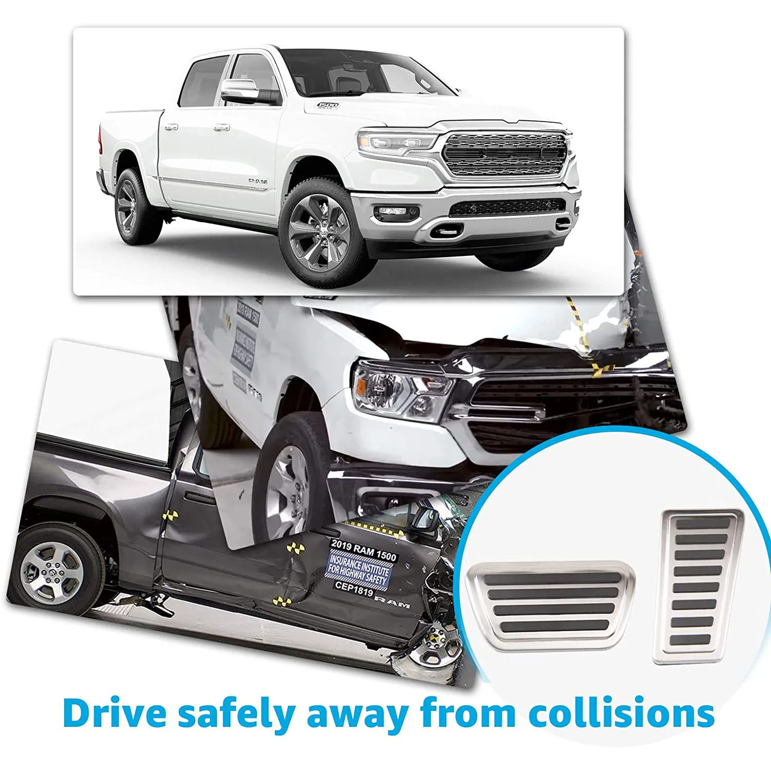 Per Dodge Ram 1500 2019 2020 2021 Accessori Copertura del pedale, Pedale dell'acceleratore del freno a gas Pad antiscivolo in lega di alluminioJAS
