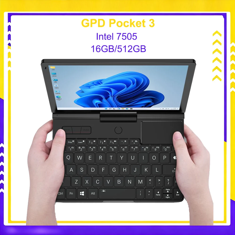 GPD Pocket 3 Mini Laptop 8 Polegadas Intel Core i3- 1125G4 Notebook 16GB 512GB SSD Modular Computador portátil completo Windows11