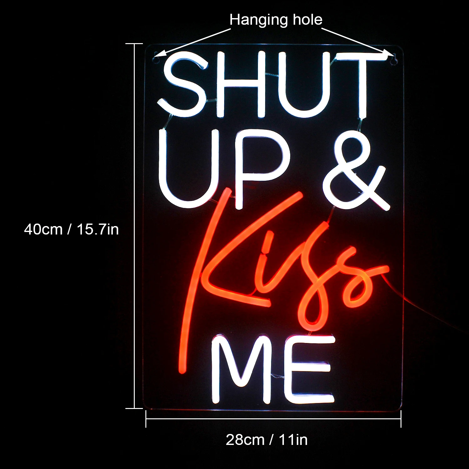 Ineonlife Shut Up Kiss Me Neon Lights Letters LED Neon Lights Wall Decoration Sign for Bar, Bedroom, Girl's Room, Dormitory Gift