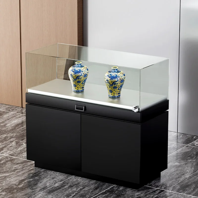 Glass Display Cabinet Wood Museum Antique Porcelain Cultural Relics Jade Collection Cabinet Jewelry Counter Paint Booth