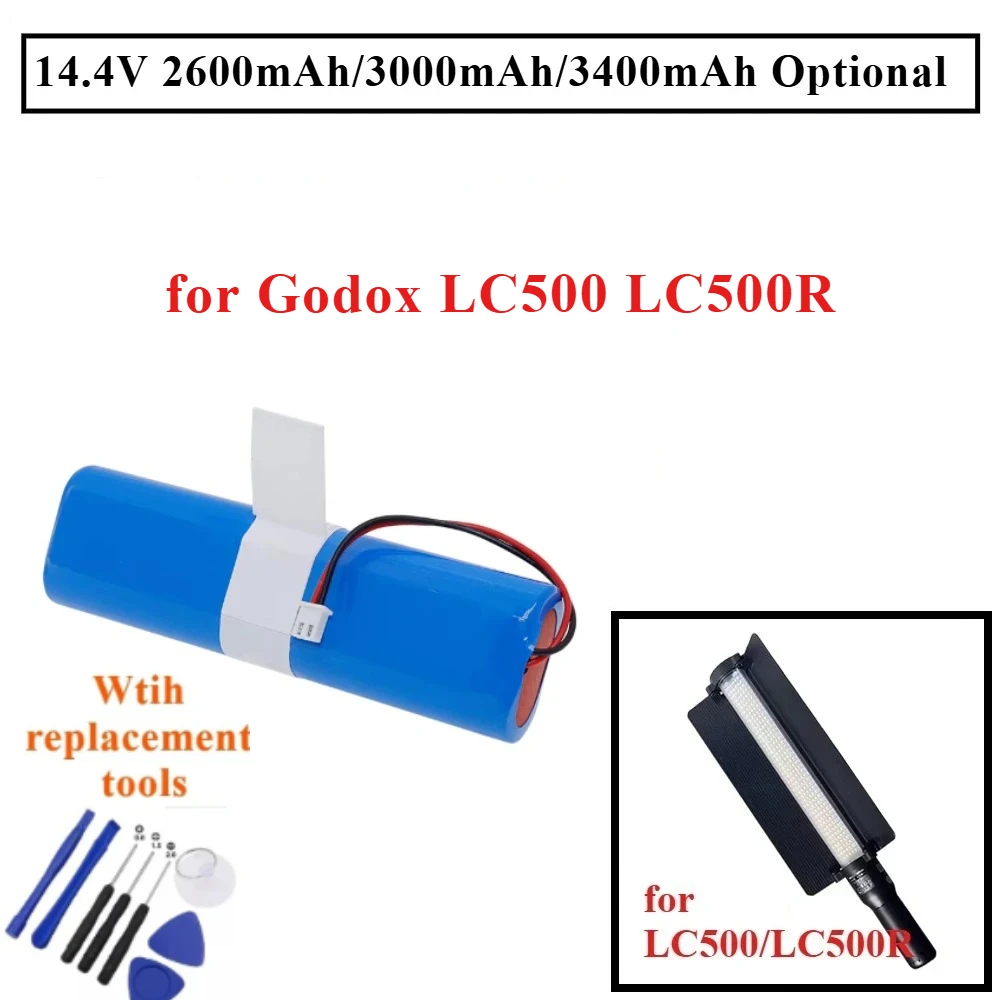 14.4V Battery Capacitor for Godox LC500 LC500R External Fill Light LED Lamp 2600mAh 3000mAh 3400mAh Optional Integrated Circuit