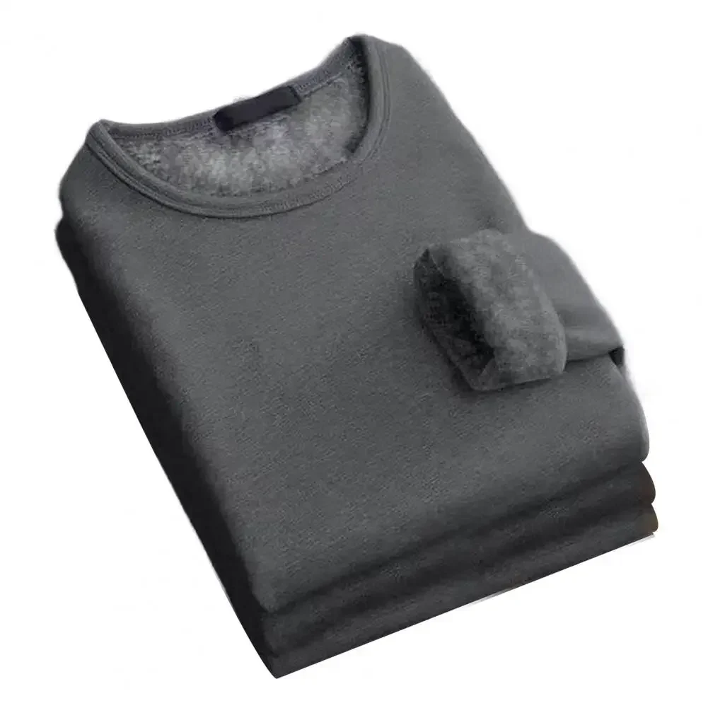 Herbst-Winter Herren Langarm-Oberteil aus dickem Samt für junge Männer, V-Ausschnitt, schmale Passform, einfarbiges, warmes T-Shirt, Basis-Shirt – Detail 3