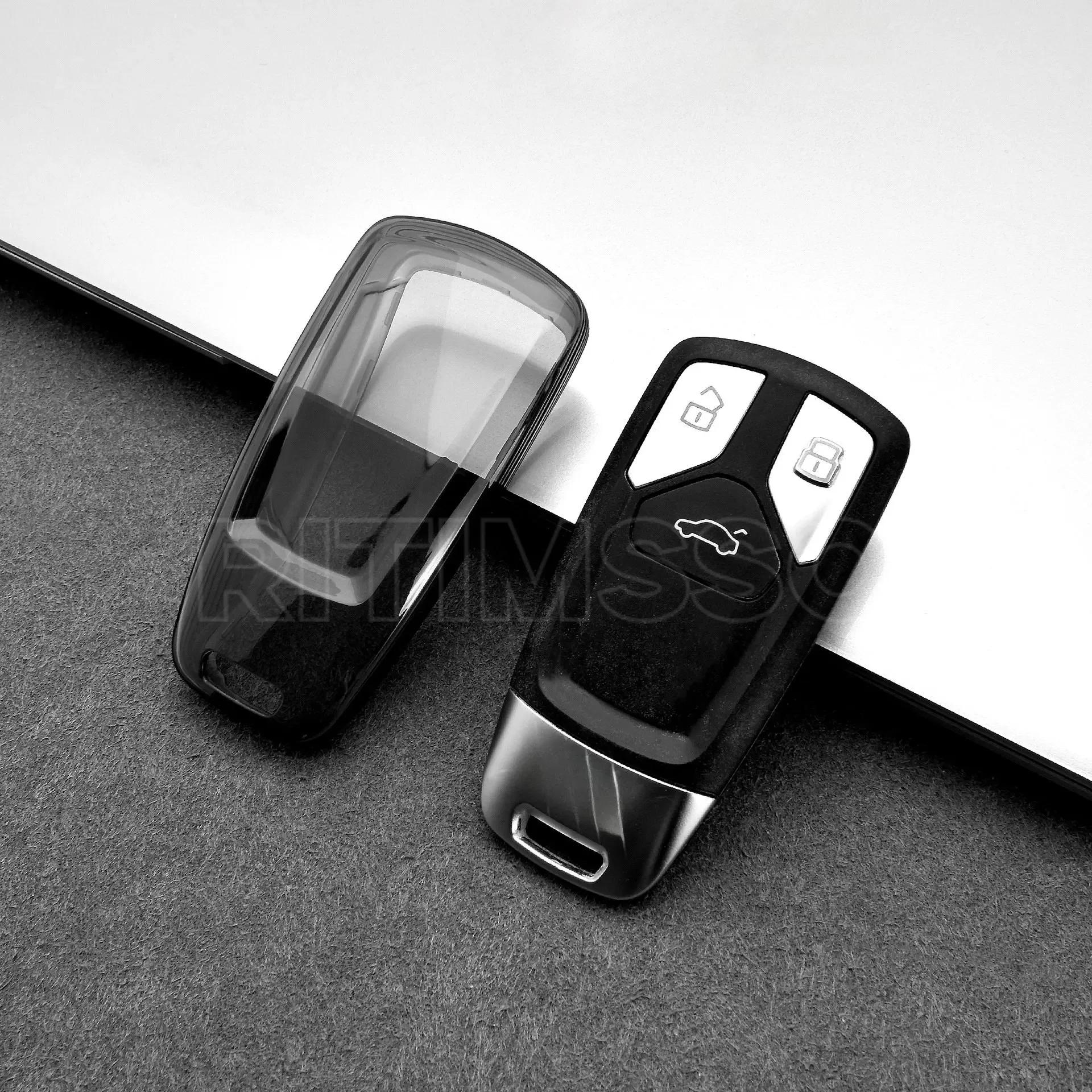 Transparent Soft TPU Car  Key Case Cover Shell For Audi A4 B9 A5 A6 8S 8W Q5 Q7 4M S4 S5 S7 TT TTS TFSI RS Protector Fob Keyless