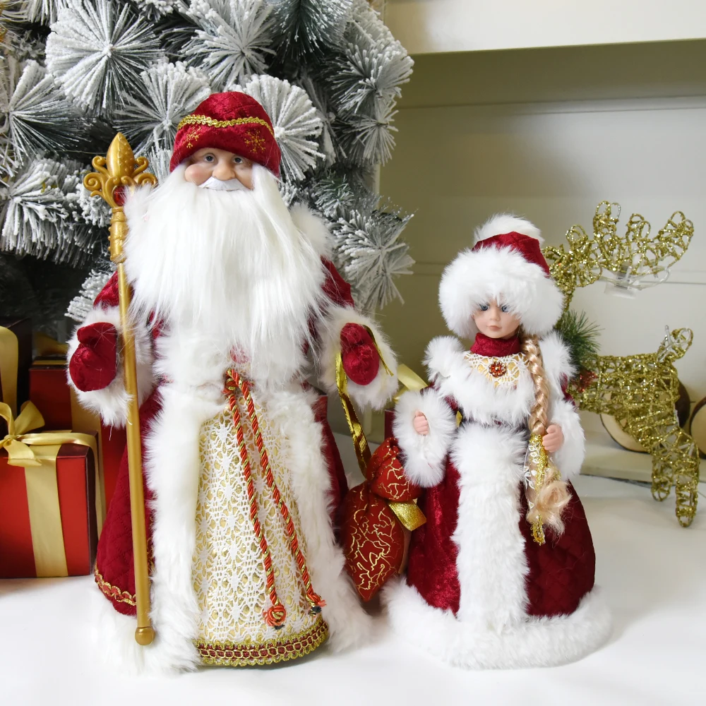 50cm Santa Claus Snow Maiden Candy Bucket with Music Storage Bag Plush Doll Christmas Decoration Gifts New Year Ornaments Decor