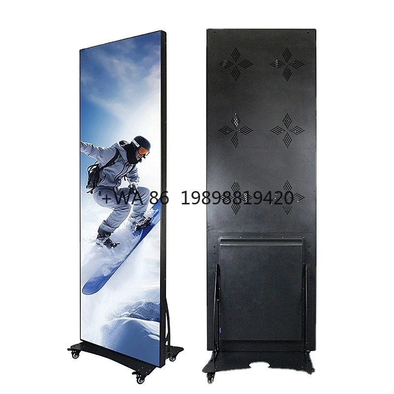 

WIFI USB Control Standing Led Poster Display Portable Led Poster Screen Height Adjustable Portable Indoor Led Poster