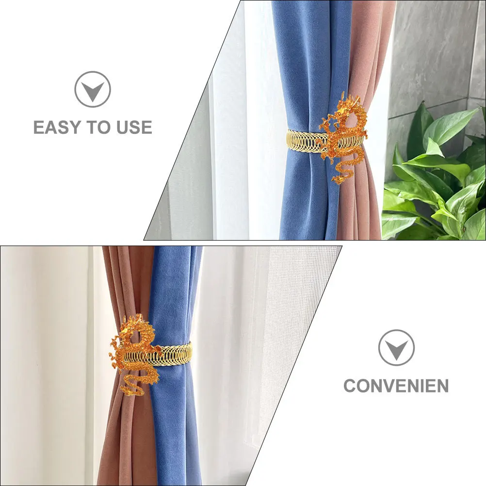 

2pcs Curtain Year Of Dragon Theme Metal Tieback For Year Of Dragon Curtain Tie Living Room Bedroom Window Fixing Holdback Decor