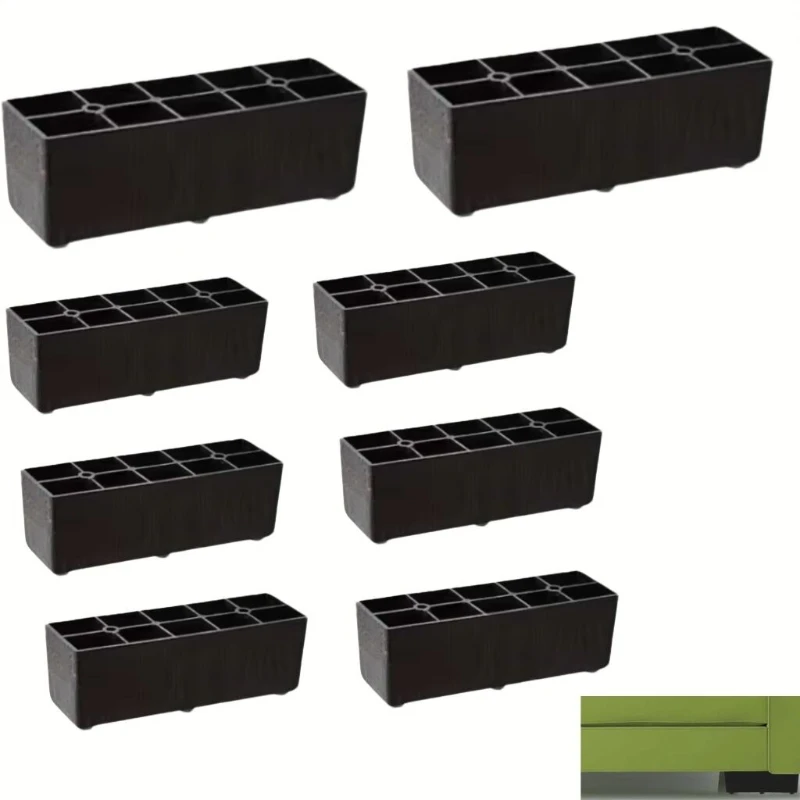 8pcs 5/7.5cm Plastic Sofa Legs Bed Legs Support Legs Black Cross Shaped Support Feet Moisture-Proof and Height Increasing Feet