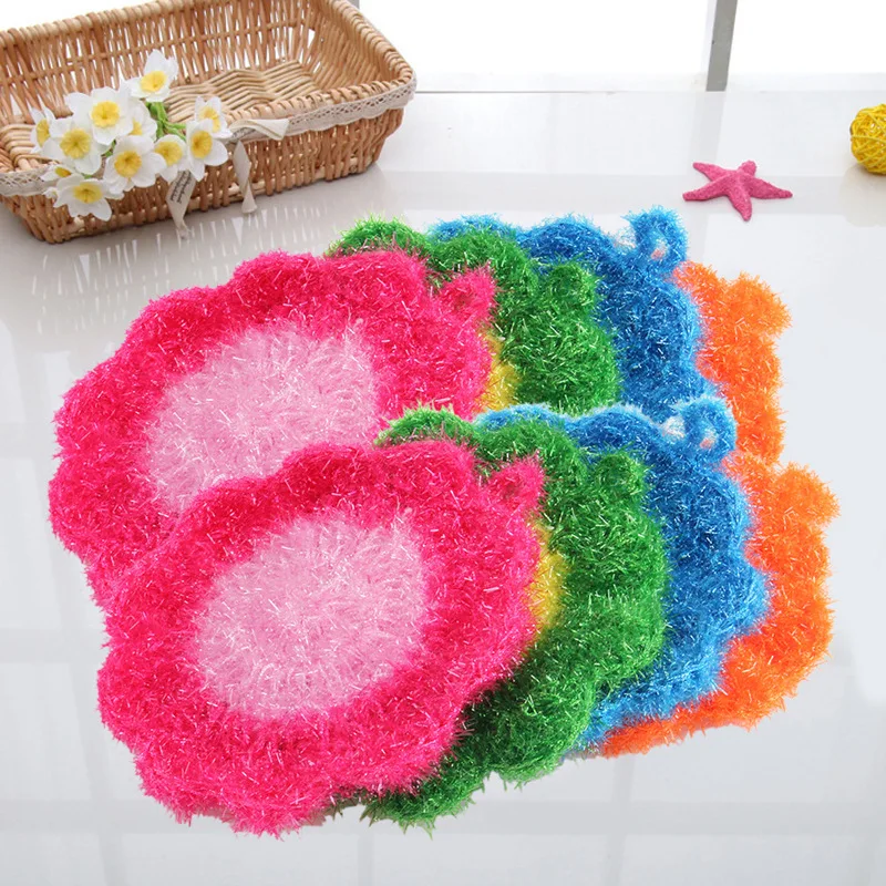 Flower Shaped Dish Sn Tool Bowls Pan Washing Cleaning Cloth Scouring Tableware Washcrubber Sponge Non-scratch Cute Home Kitche