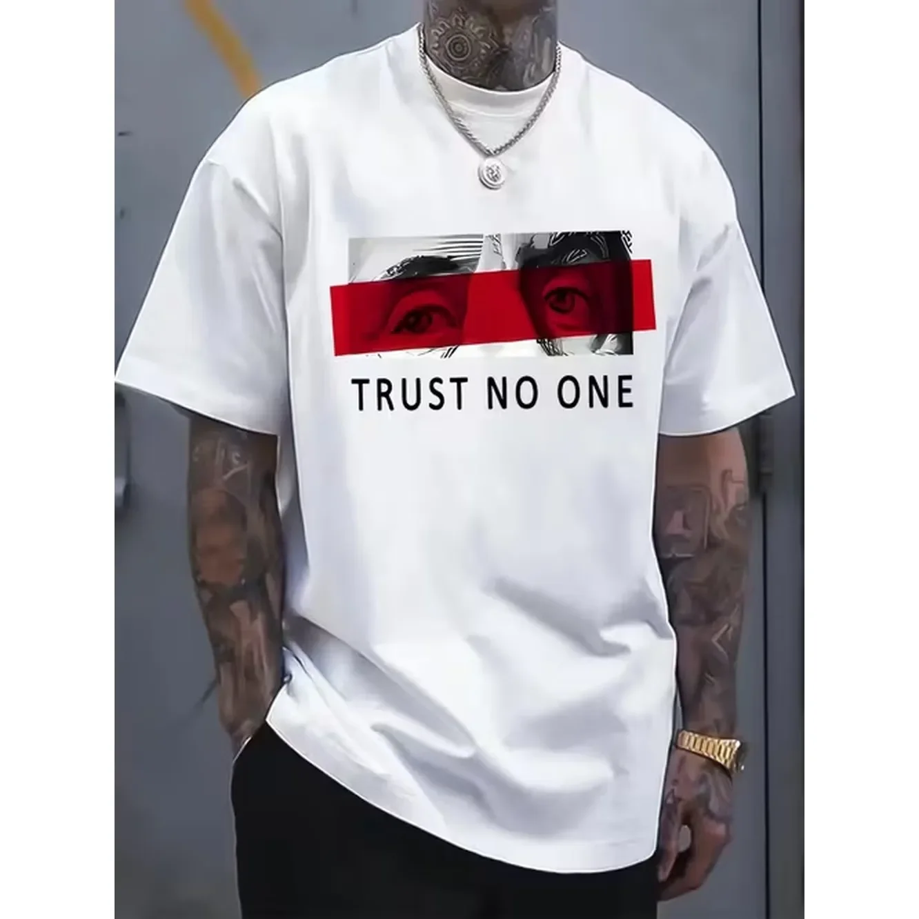 Fashion Printed Mens T Shirt Highlights Material Combining Calm Solid Color With Vibrant Print Comfortable And Breathable A Summer Essential Classic