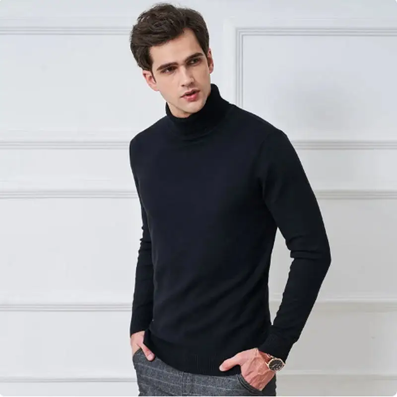 Cashmere Cotton Blend Turtleneck Men Sweater 2024 Autumn Winter Daily Basic Warm Knitted Pullover Man Casual Jumper Pull Homme