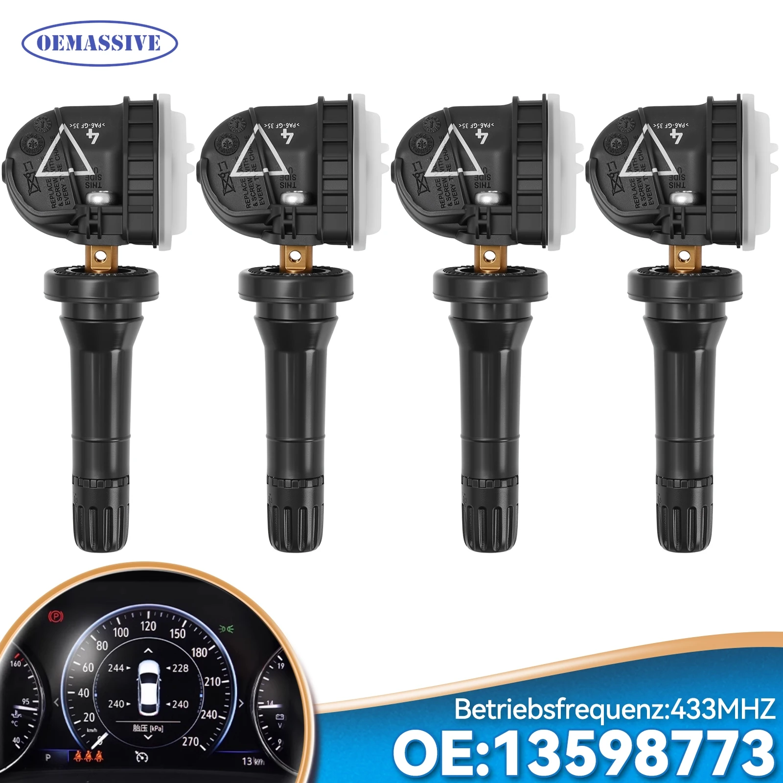 4X capteur de pression des pneus TPMS 433 MHZ pour Buick Enclave LaCrosse Cadillac CT6 XT5 CTS Chevy Cruze Silverado 13598773 13506028