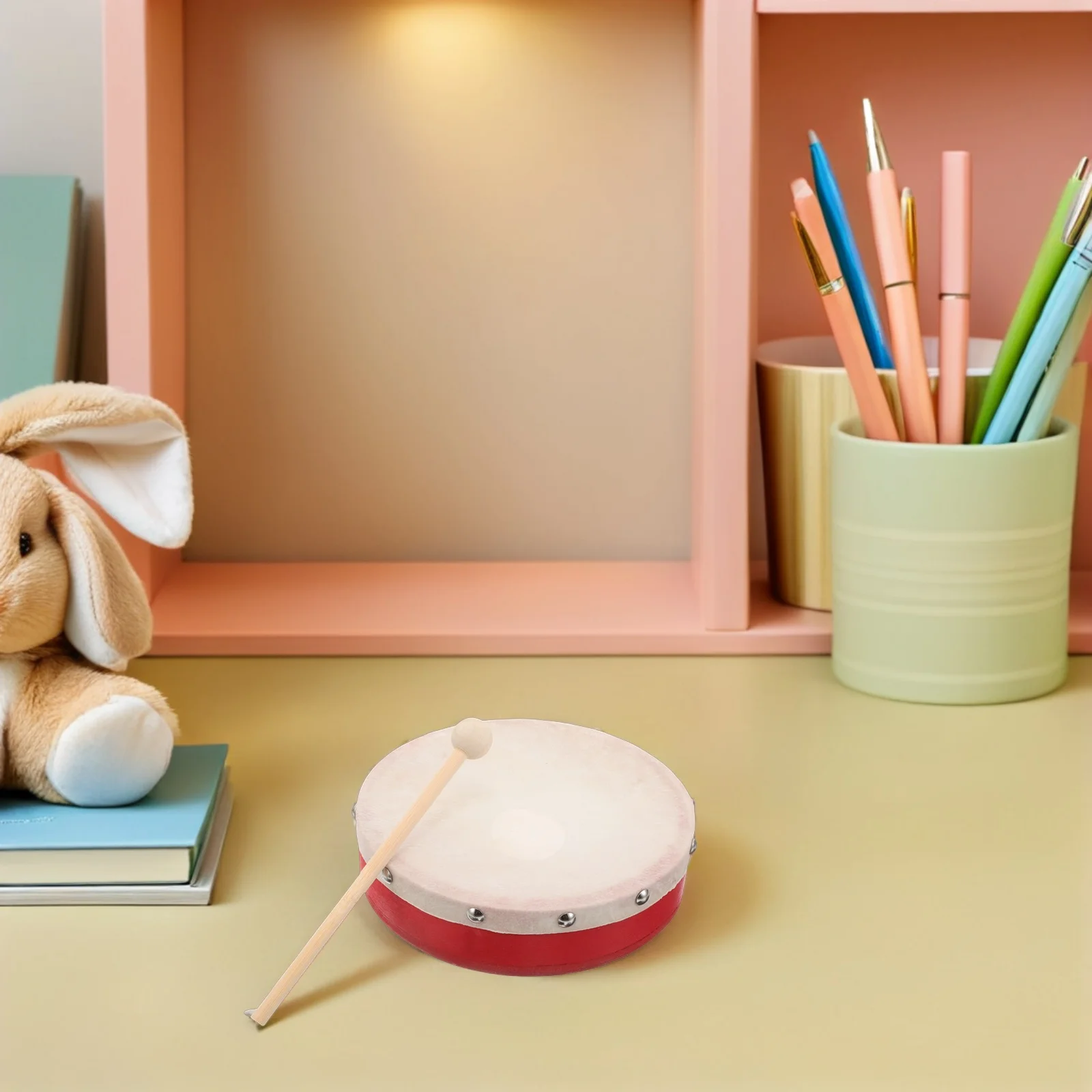 아기 드럼 나무 프레임 핸드 드럼 유아용 유치원 교육용 타악기 말렛 인터랙티브 리듬 음악