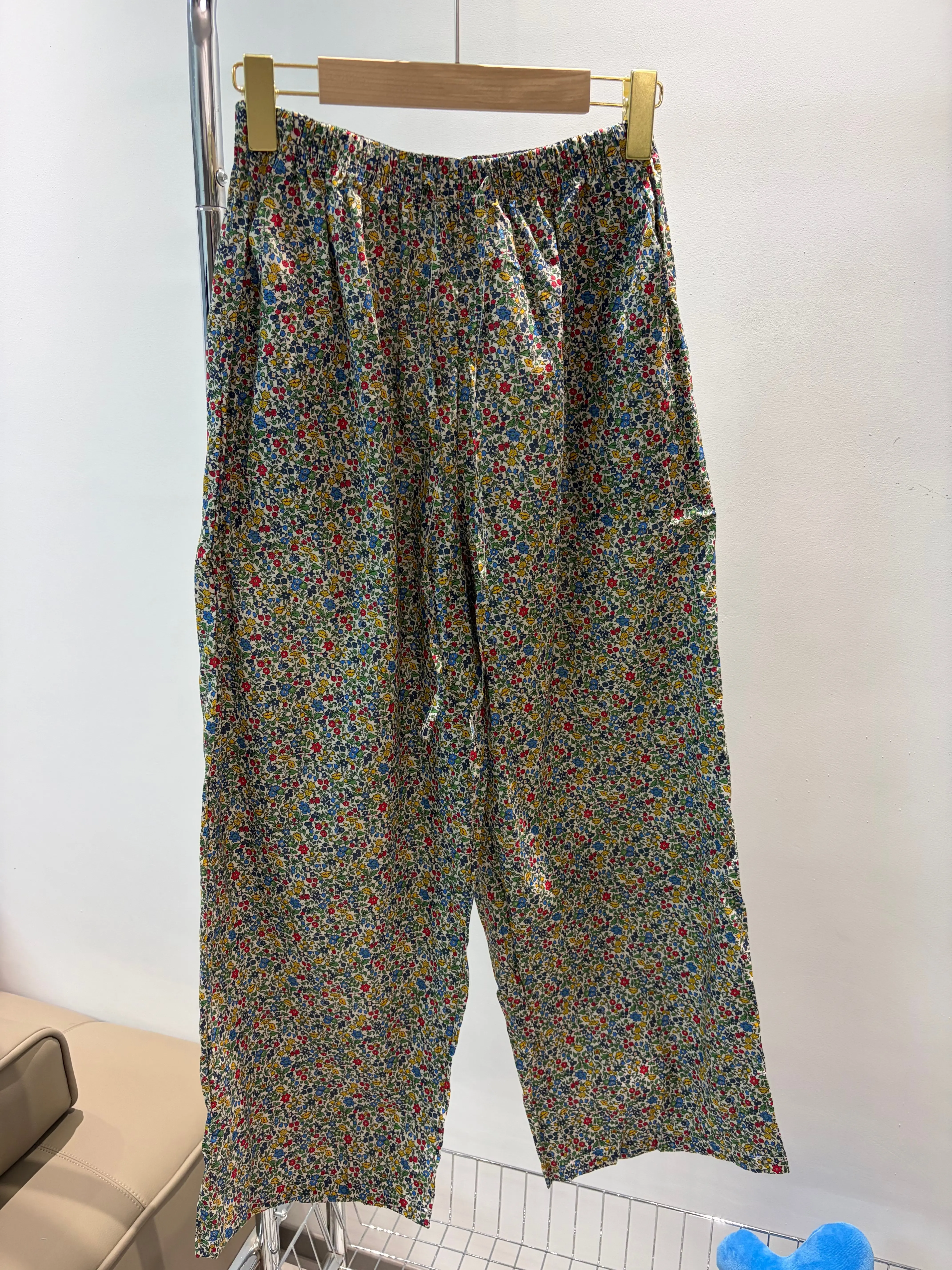 Summer Casual Large Size Cotton Floral Print Loose Pants High Waist Nine Points Home Leisure Trousers Korean Style Walking Pants