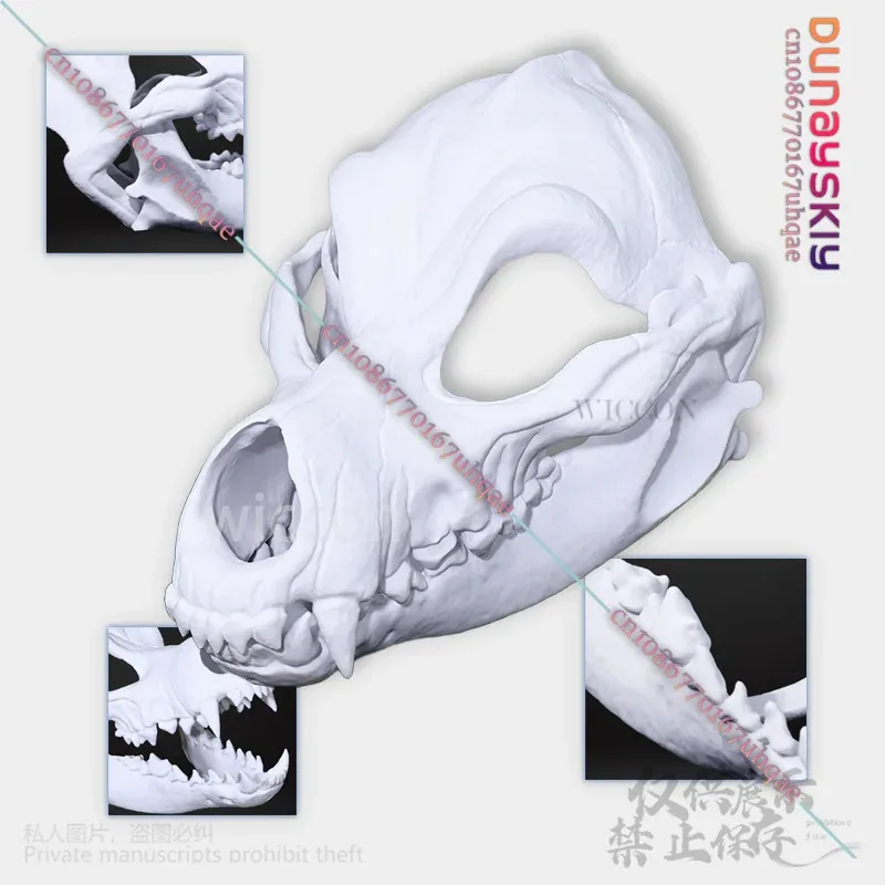 25COSAnimal Furry Cosplay Dog Skull Kigurumi Props Polylactic Acid Mask 3D Print Head Fursuit Halloween Christmas Party Customiz