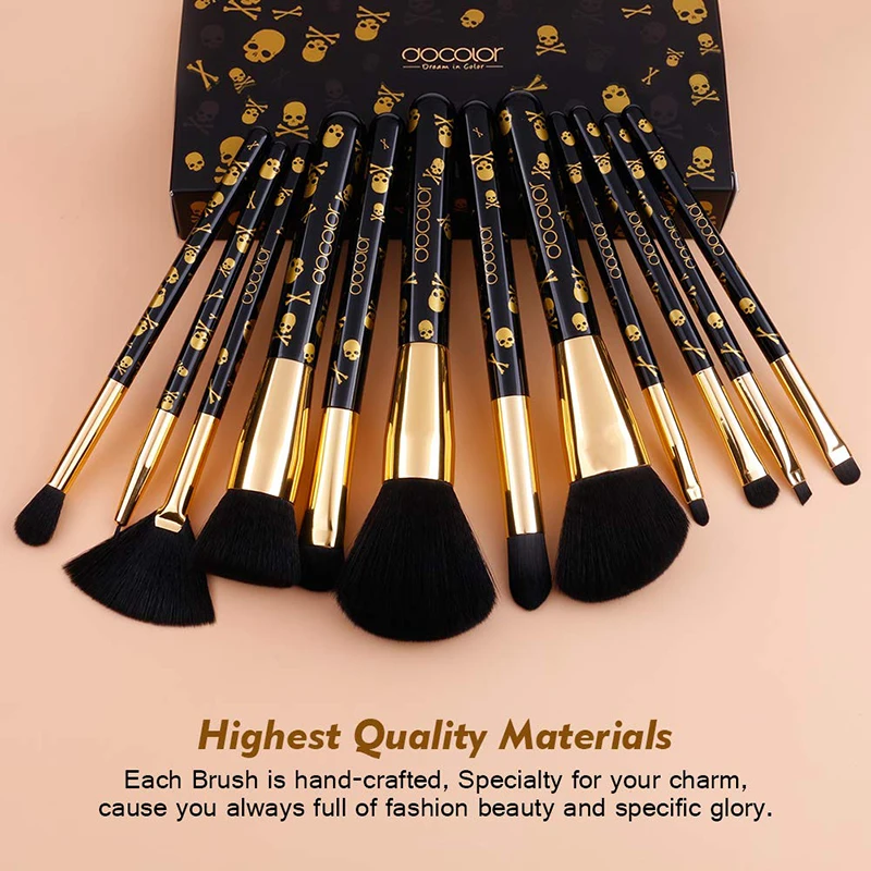 Docolor Creative Skull Goth Makeup Brushes Face Powder Foundation Blending Blush Eye Shadow Brushes For Halloween Gift