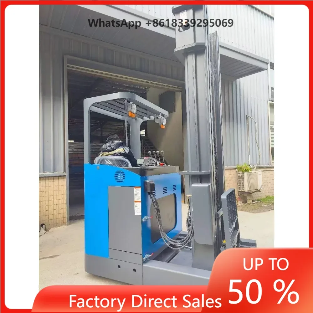 Electric Reach Truck Forklift 1.5T Capacity Narrow Aisle Stacker Lift for Warehouse Storage High Rack Loading Operations