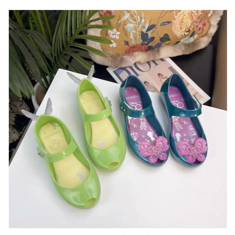 Mini Melissa Brazil Style Girl's Beach Shoes Summer Baby Kids Bow Fish Mouth Sandals Baby Soft Sole Middle Big Kids Toddlers