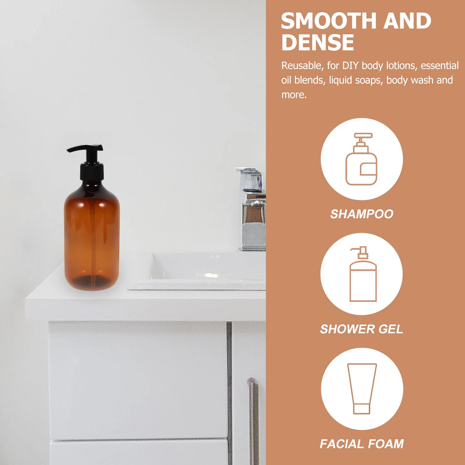 

2pcs 500Ml Pump Bottles Empty Refillable Plastic Lotion Bottles For Shower Gel Shampoo Hand Cream Dispenser Reusable