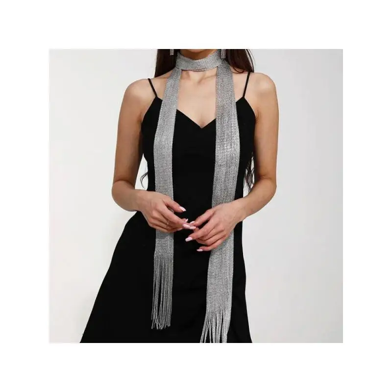 Shiny Women Lace Tassel Fashion Bright Silk Scarf Sunscreen Shawl Gold Silver Party Evening Dress Apparel Accessory New Design