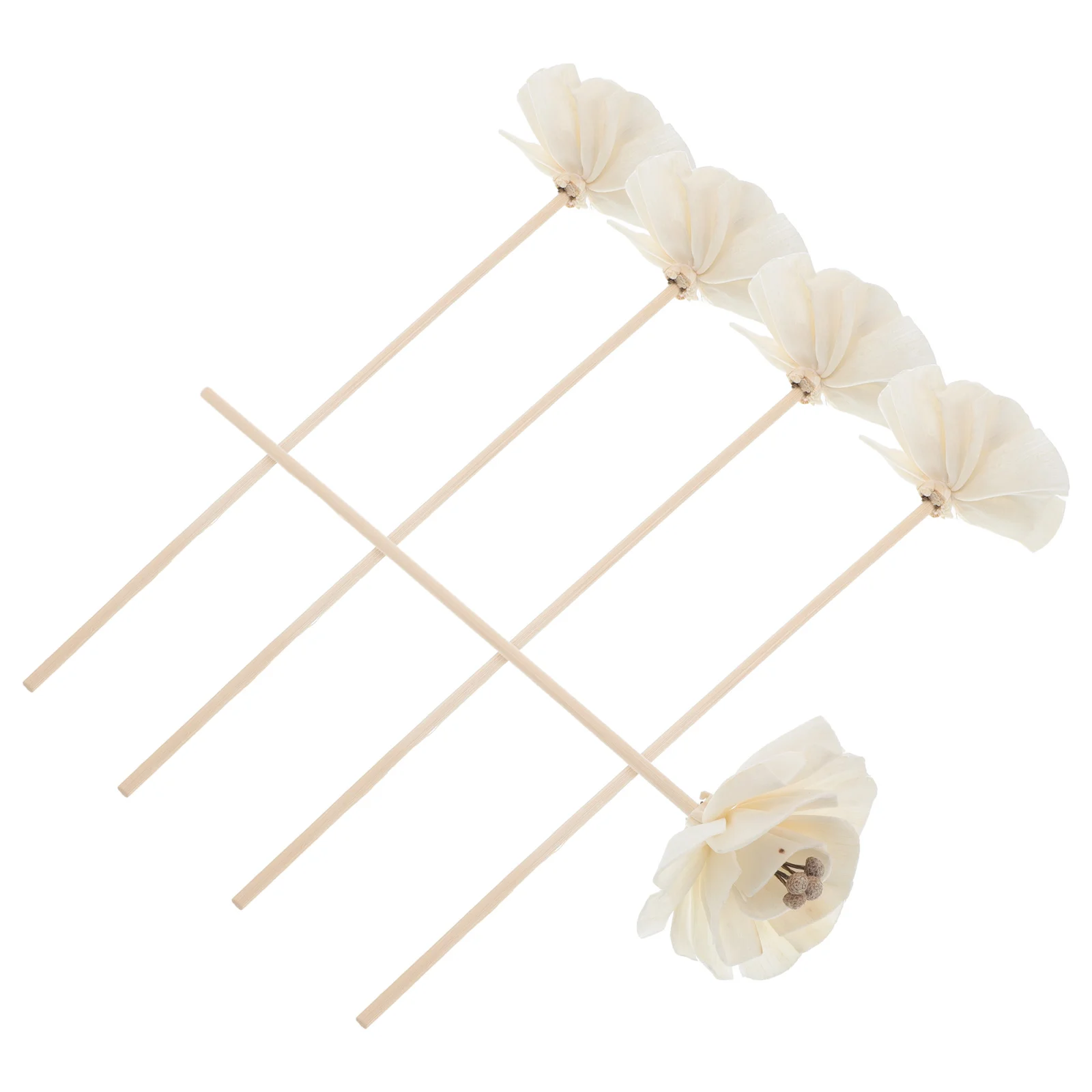 

5 Pcs Peony Cattail Flowers H crafted Diffuser Sticks Home Office Decor Aromatherapy Flameless Fragrance Oil Replacement Set