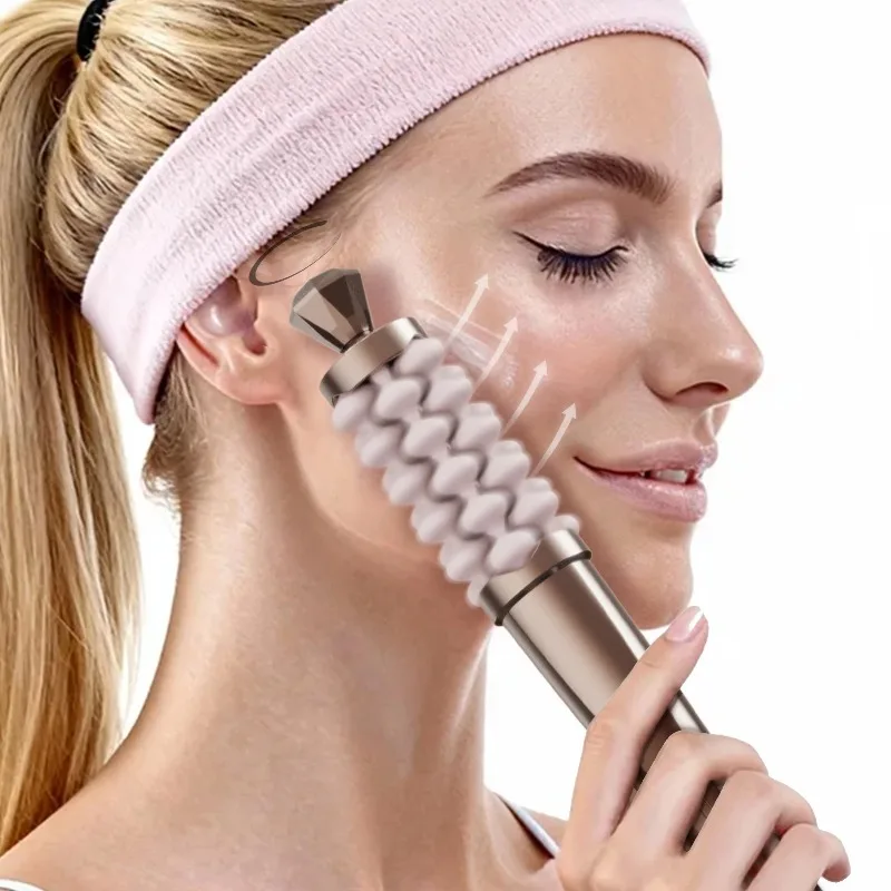 Portable Rechargeable Silicone Roller Face Neck Massager Home Handheld Beauty Massage Tool