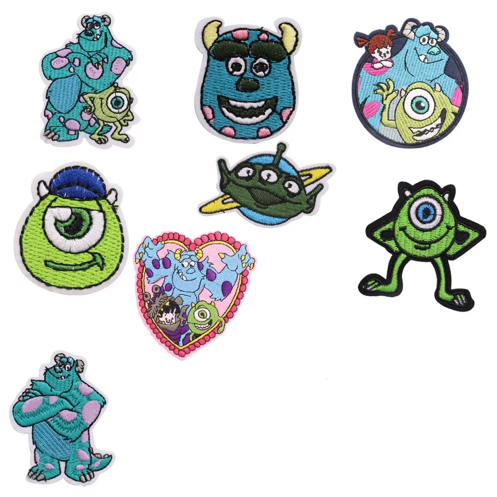 1 Uds. Parche de monstruos de Disney, Inc James, parche bordado para planchar para ropa, parches de dibujos animados para ropa de niños, pegatinas con apliques