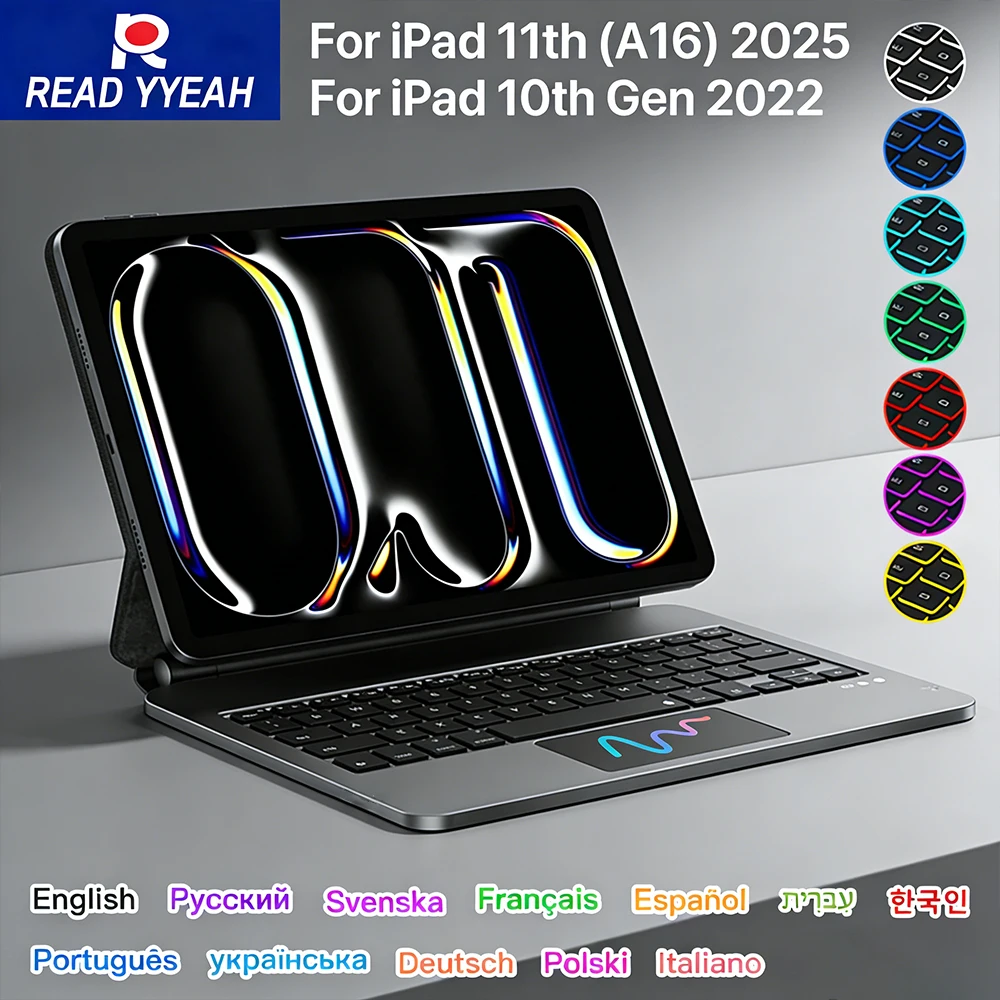 

High Battery Life Magic Keyboard Case for iPad 10th 11th A16 2025 Air 6 Pro 11 12.9 Pro 13 Air4 5 10.9 Durable Wireless Keyboard