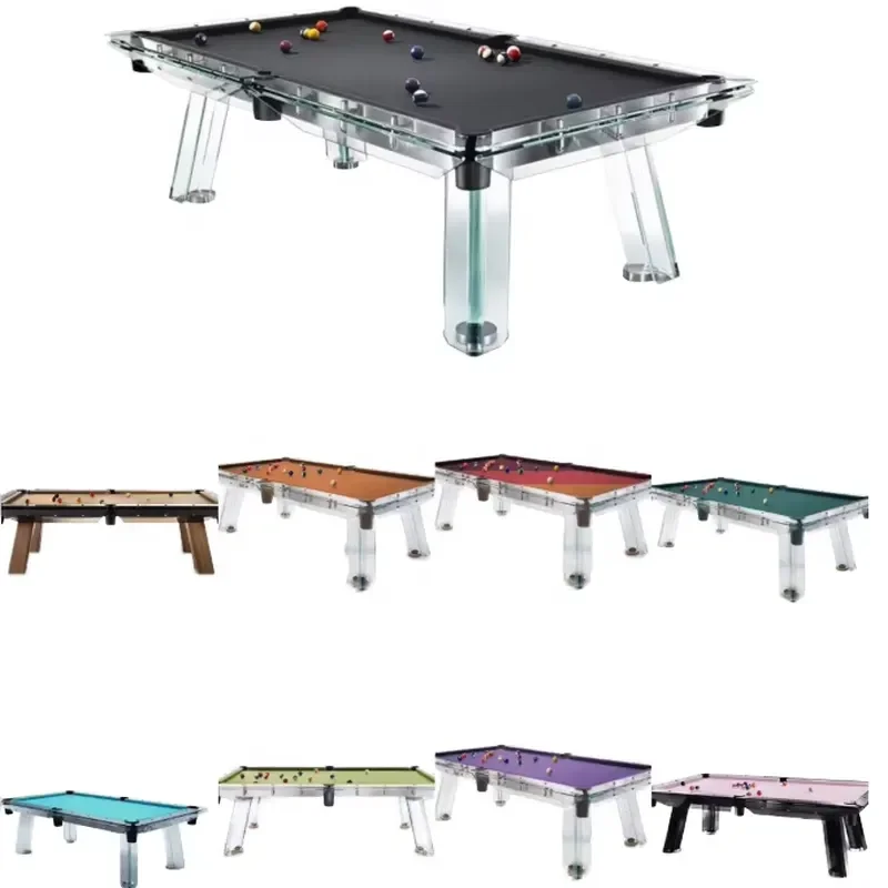 Custom Modern Luxury Crystal Glass Pool Billiard Table 12mm 15mm Thickness 7ft 8ft 9ft Standard High End Design Factory Sale