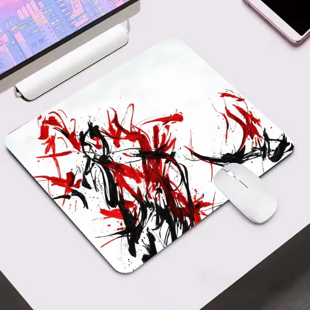 Abstract Bold Splatter Chinese Ink Art Warrior Silhouette Mouse Pads Fit Laptop Bedroom Game Card Pad Accessories