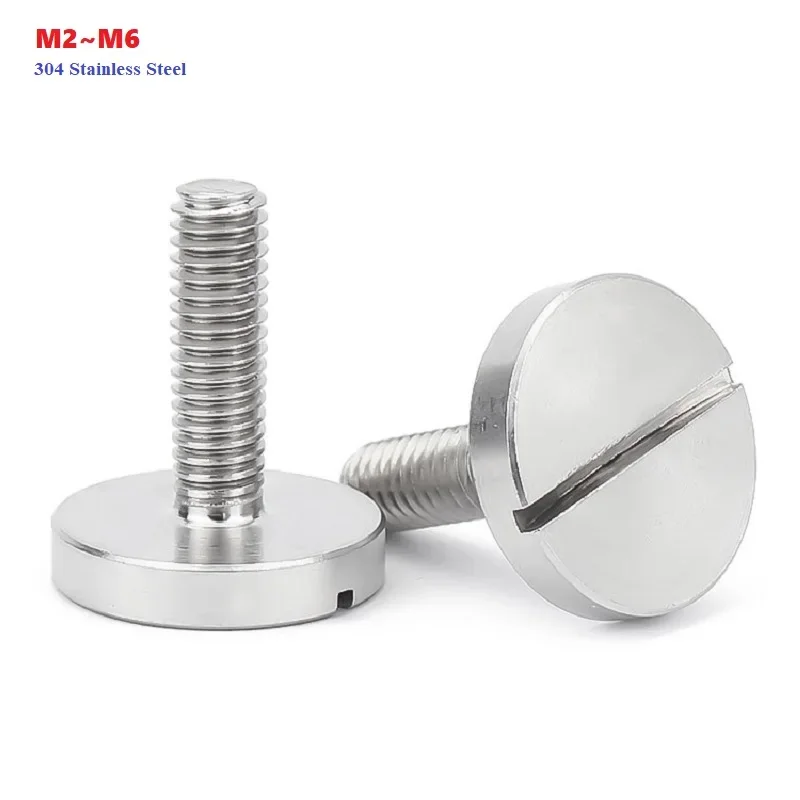 M2 M2.5 M3 M4 M5 M6 Flat Head Big Round Head Slotted Hand Screws Stainless Steel Slotted Decorative Advertisement