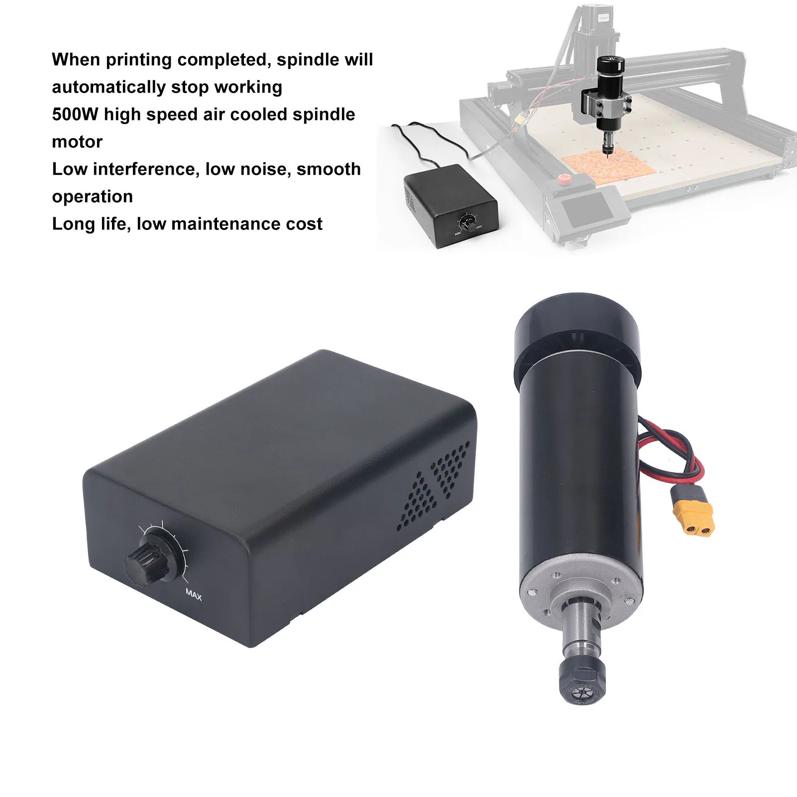 CNC Spindle Motor Kit 500W Brushless 12000RPM Air Cooled ER11 52mm Clamp Mount for DIY Engraving Drilling CNC Spindle Motor Kit