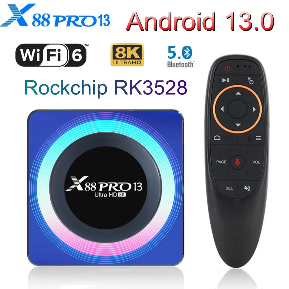 X88 PRO 13 Android 13 Smart TV Box RK3528 Quad Core 4G 64G 32G Support 4K 8K 2.4/5G Wifi6 BT Media Player Set Top Box TVBOX